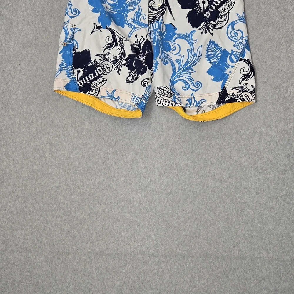 Corona Extra Men Shorts XXL/38 White Swimwear Floral Corona Logo Board Shorts